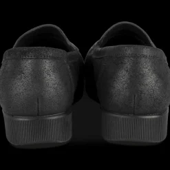 Mocassins NOIR Femme CUIR Motif Uni A Enfiler