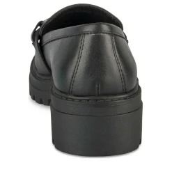Mocassins NOIR Femme CUIR Motif Chaîne A Enfiler