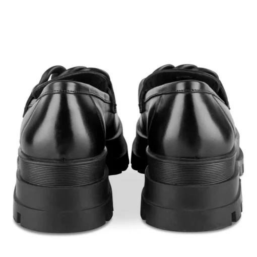Mocassins NOIR Femme CUIR Motif Chaîne A Enfiler