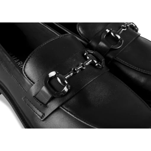 Mocassins NOIR Femme CUIR Motif Uni A Enfiler