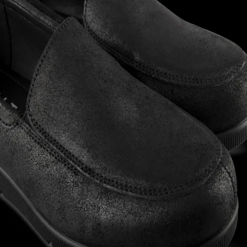 Mocassins NOIR Femme CUIR Motif Uni A Enfiler