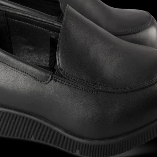 Mocassins NOIR Femme CUIR Motif Uni A Enfiler