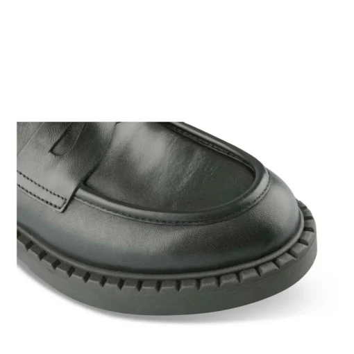 Mocassins NOIR Femme CUIR Motif Uni A Enfiler