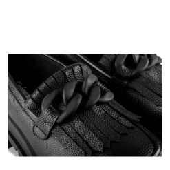 Mocassins NOIR Femme CUIR Motif Chaîne A Enfiler
