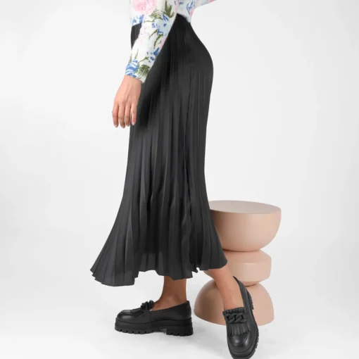 Mocassins NOIR Femme CUIR Motif Chaîne A Enfiler
