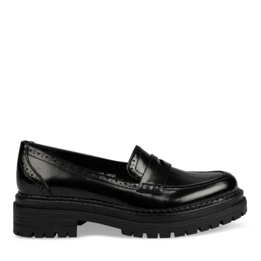 Mocassins NOIR Femme Motif Vernis A Enfiler