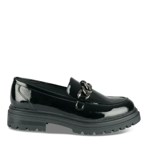 Mocassins NOIR Femme Motif Chaîne A Enfiler