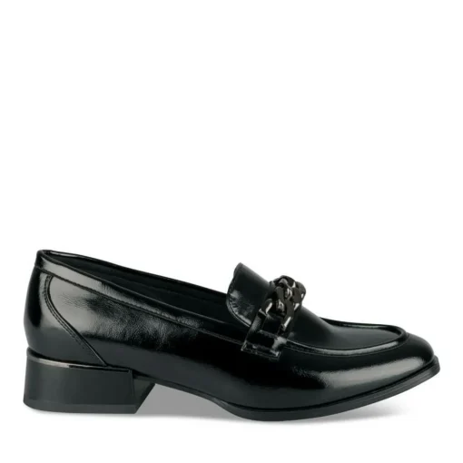 Mocassins NOIR Femme Motif Chaîne A Enfiler
