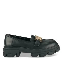 Mocassins NOIR Femme Motif Chaîne A Enfiler