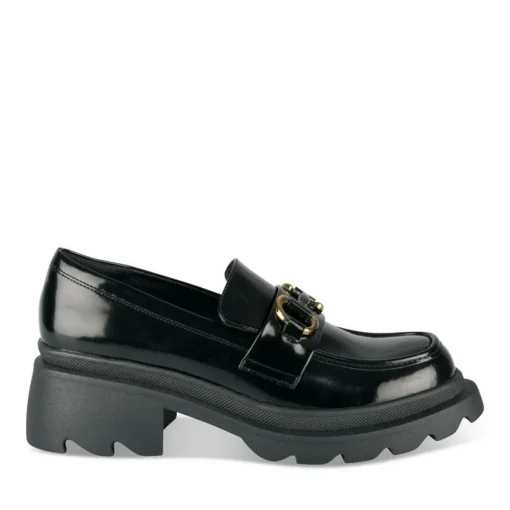 Mocassins NOIR Femme Motif Chaîne A Enfiler