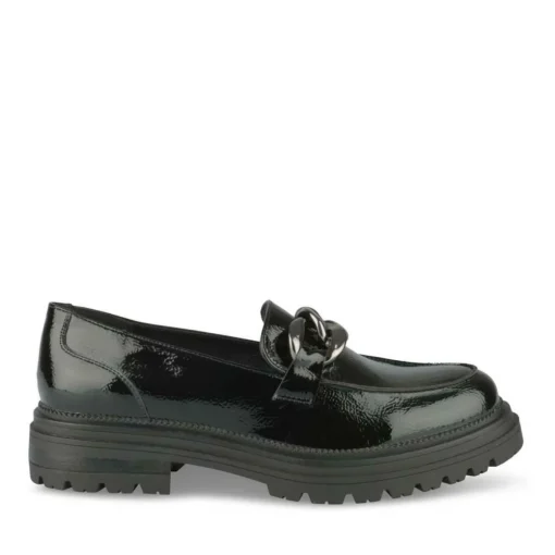 Mocassins NOIR Femme Motif Chaîne A Enfiler