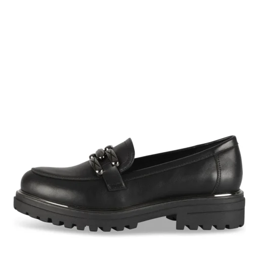 Mocassins NOIR Femme Motif Chaîne A Enfiler