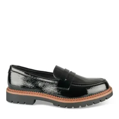 Mocassins NOIR Femme Motif Vernis A Enfiler