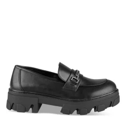 Mocassins NOIR Femme Motif Chaîne A Enfiler
