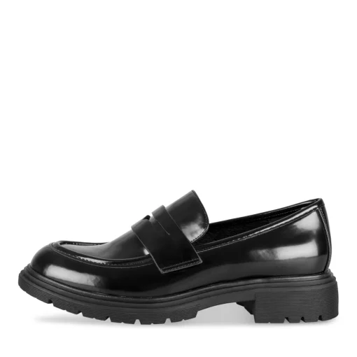 Mocassins NOIR Femme Motif Uni Lacets