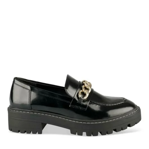 Mocassins NOIR Femme Motif Chaîne A Enfiler
