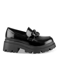 Mocassins NOIR Femme Motif Chaîne A Enfiler