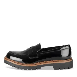 Mocassins NOIR Femme Motif Vernis A Enfiler