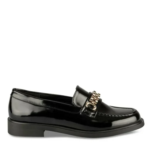 Mocassins NOIR Femme Motif Chaîne A Enfiler