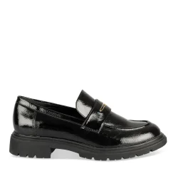 Mocassins NOIR Femme Motif Uni Lacets