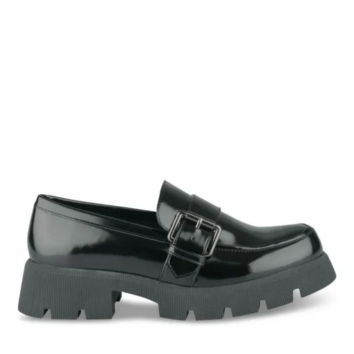 Mocassins NOIR Femme Motif Uni A Enfiler