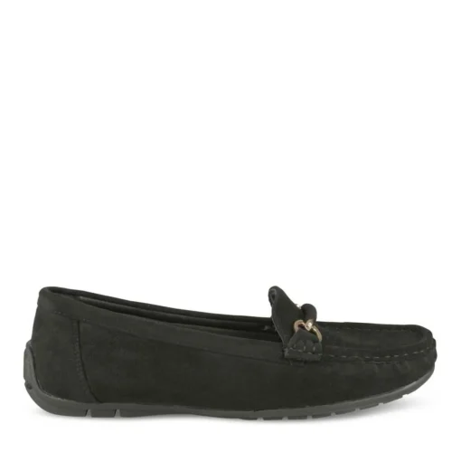 Mocassins NOIR Femme Motif Chaîne A Enfiler