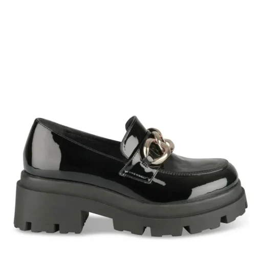 Mocassins NOIR Femme Motif Vernis A Enfiler