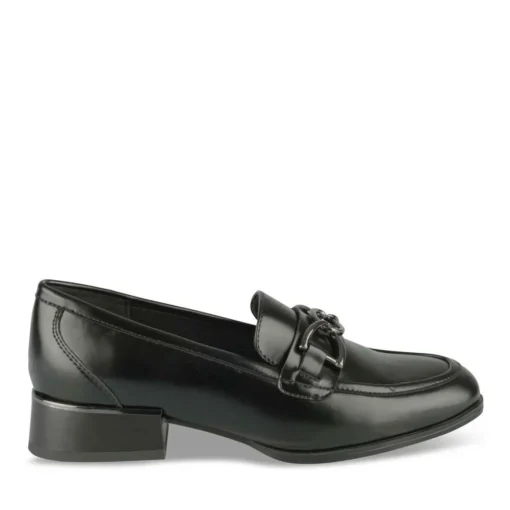 Mocassins NOIR Femme Motif Chaîne A Enfiler