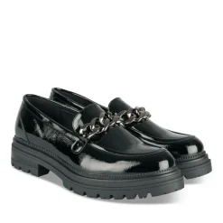 Mocassins NOIR Femme Motif Chaîne A Enfiler