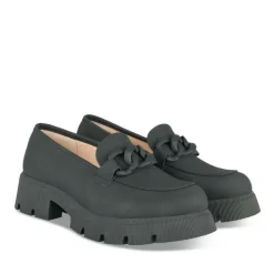 Mocassins NOIR Femme Motif Chaîne A Enfiler