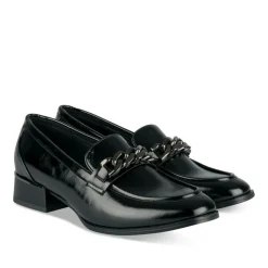 Mocassins NOIR Femme Motif Chaîne A Enfiler