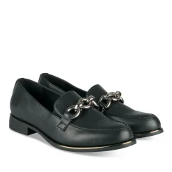Mocassins NOIR Femme Motif Chaîne A Enfiler