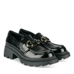Mocassins NOIR Femme Motif Chaîne A Enfiler