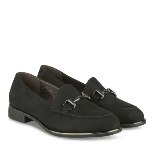 Mocassins NOIR Femme Motif Chaîne A Enfiler