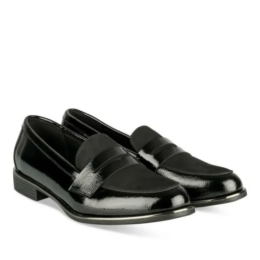 Mocassins NOIR Femme Motif Vernis A Enfiler