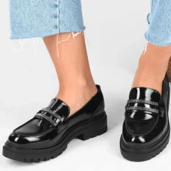 Mocassins NOIR Femme Motif Clouté A Enfiler