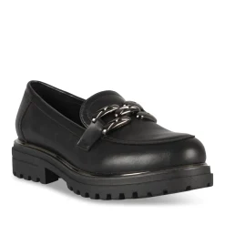 Mocassins NOIR Femme Motif Chaîne A Enfiler
