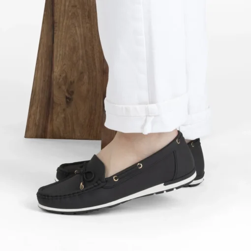 Mocassins NOIR Femme Motif Uni A Enfiler