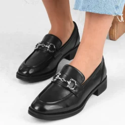 Mocassins NOIR Femme Motif Uni A Enfiler