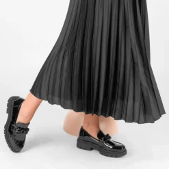 Mocassins NOIR Femme Motif Chaîne A Enfiler
