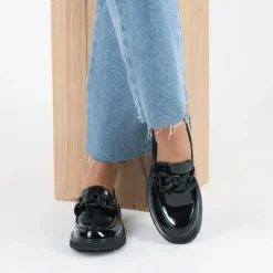 Mocassins NOIR Femme Motif Uni A Enfiler