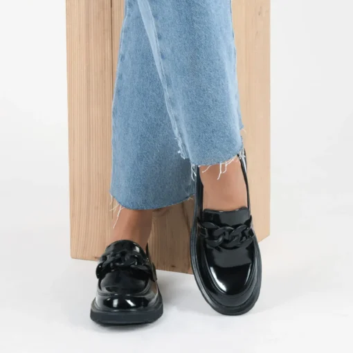 Mocassins NOIR Femme Motif Uni A Enfiler