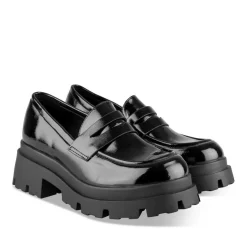 Mocassins NOIR Femme Motif Vernis A Enfiler