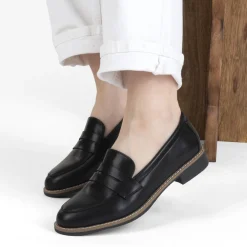 Mocassins NOIR Femme Motif Uni A Enfiler