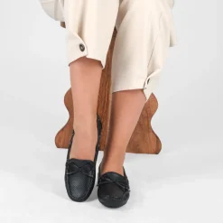 Mocassins NOIR Femme Motif Uni A Enfiler
