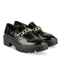 Mocassins NOIR Femme Motif Chaîne A Enfiler
