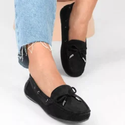Mocassins NOIR Femme Motif Uni A Enfiler