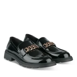 Mocassins NOIR Femme Motif Chaîne A Enfiler