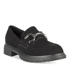 Mocassins NOIR Femme Motif Uni Lacets