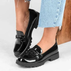 Mocassins NOIR Femme Motif Uni A Enfiler